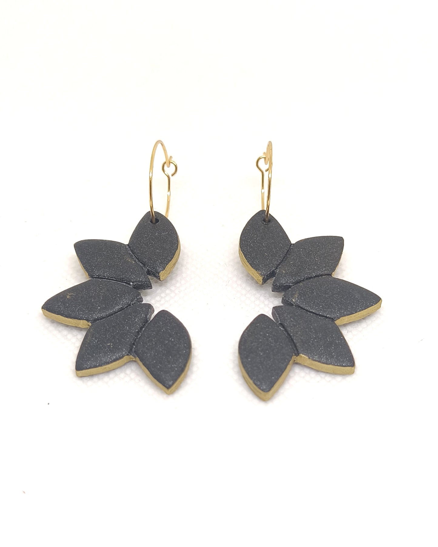 Silk Noir Earrings| Elegant Black Leaf Design