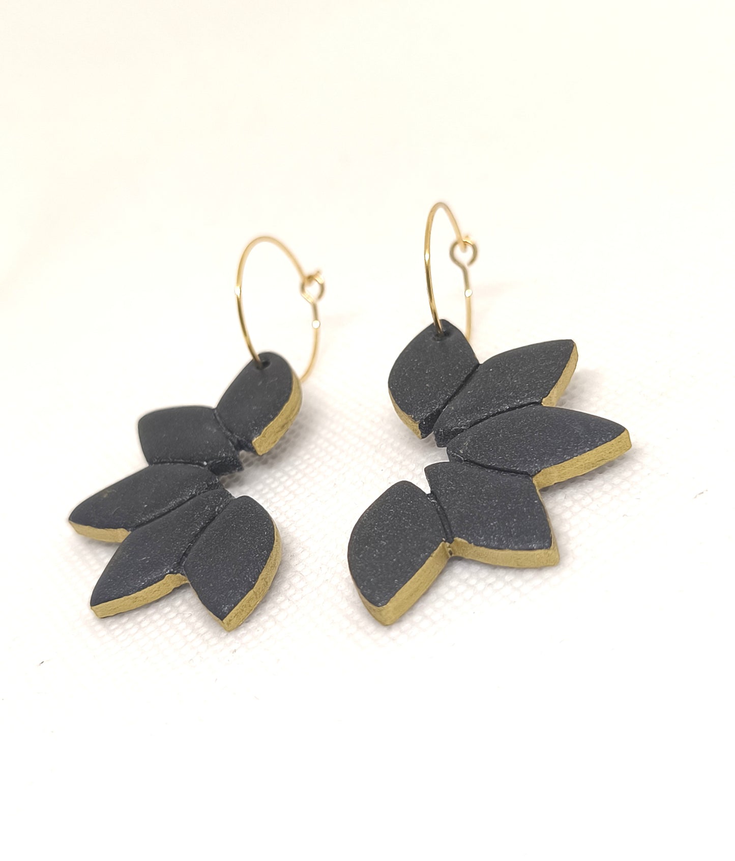 Silk Noir Earrings| Elegant Black Leaf Design