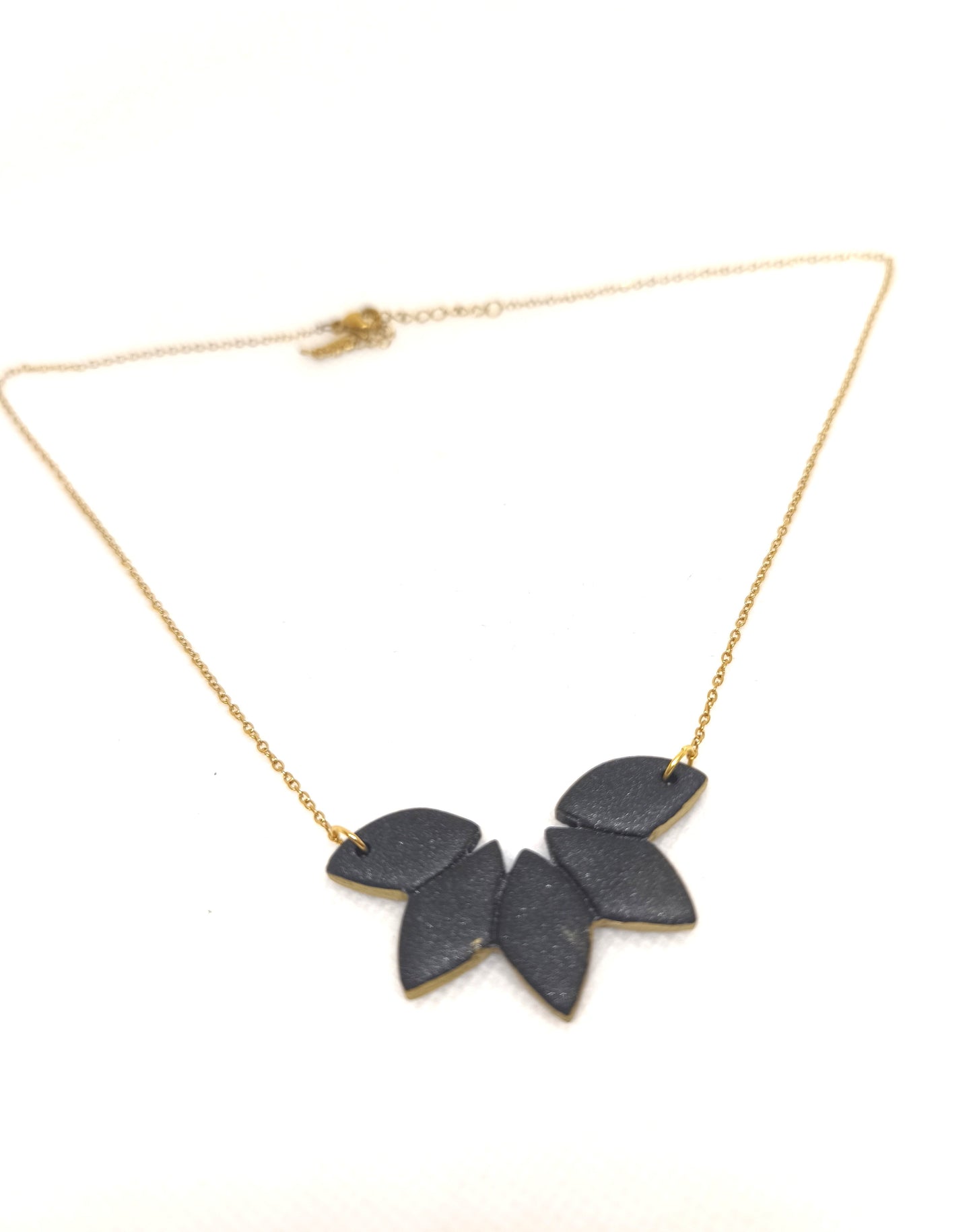 Silk Noir Necklace | Bold Black Leaf Pendant