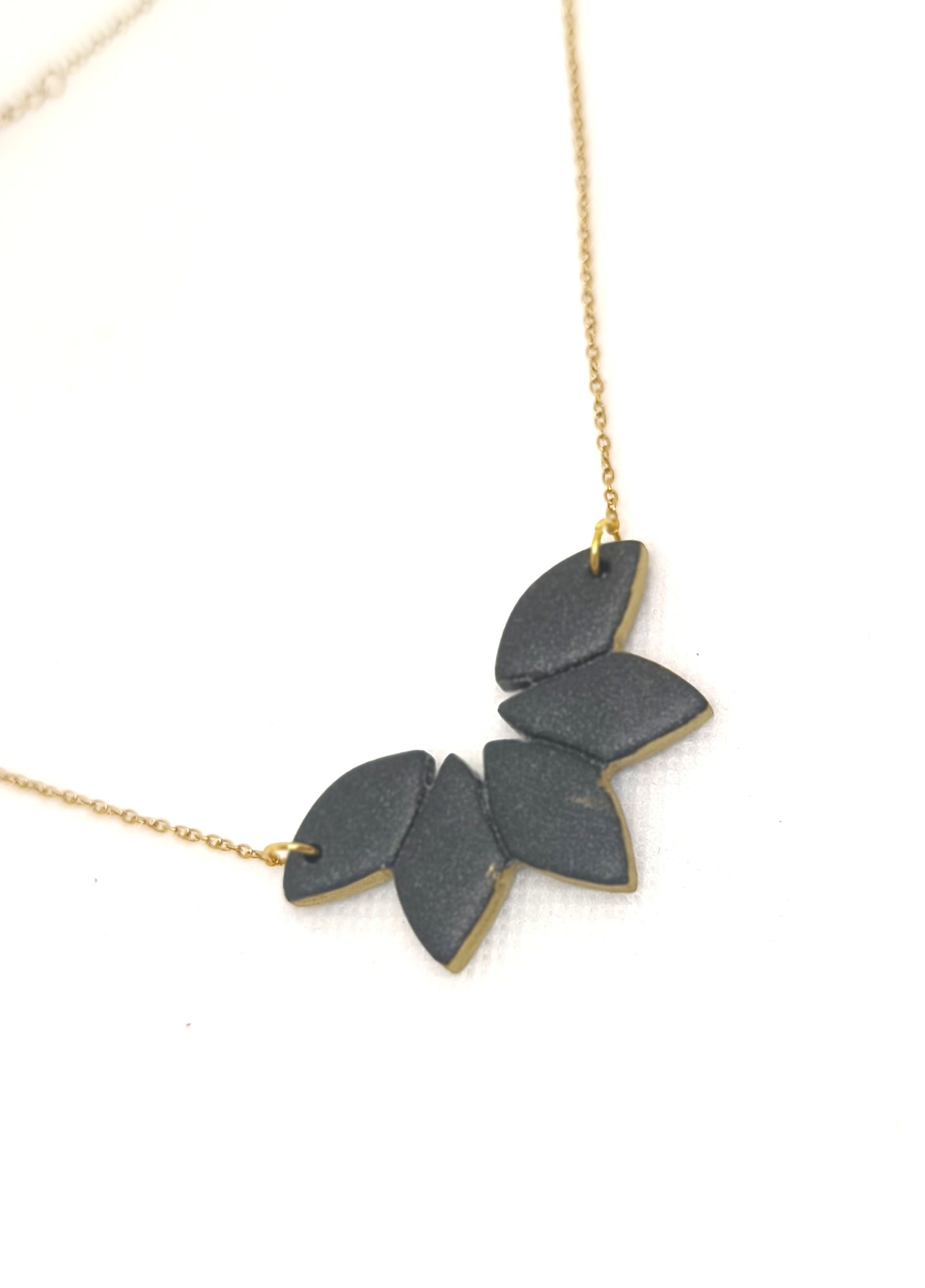 Silk Noir Necklace | Bold Black Leaf Pendant