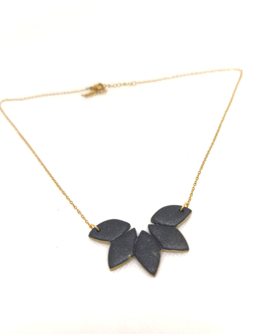 Silk Noir Necklace | Bold Black Leaf Pendant